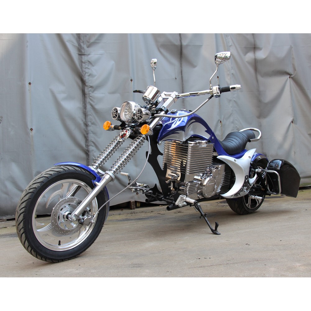 Электромотоцикл GreenCamel Chopper C200, 72V 3000W R15 Синий 3